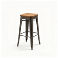 Ryancowan 20-Inch Tall Industrial Wood Dining Stool - Table or Extra Seat - Unique Rustic Industrial Style and Comfort - Farmhouse, Solid Wood Furniture